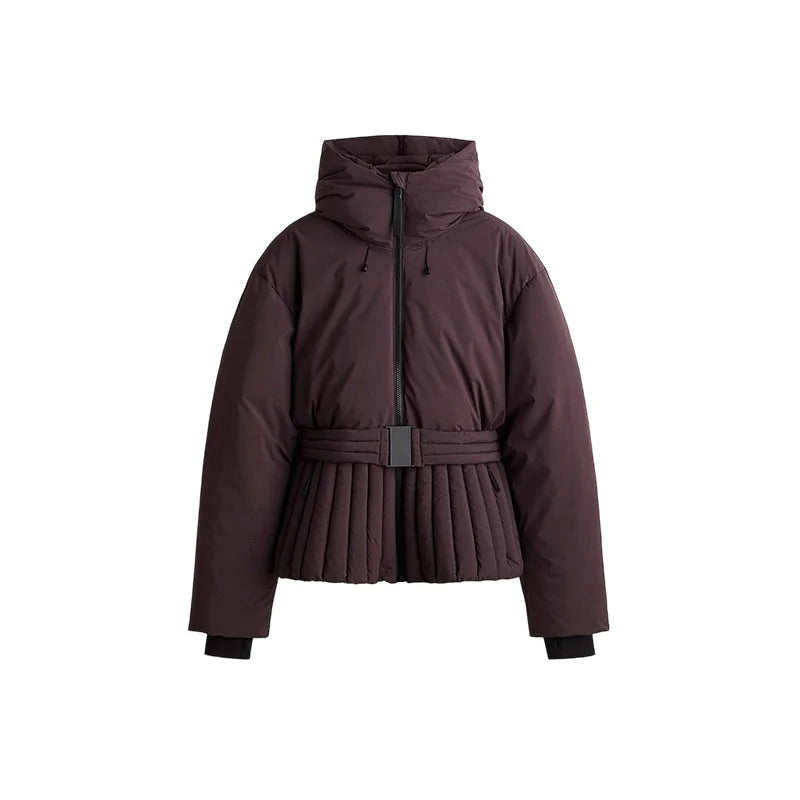 Women  Fur Collar Hooded Skiwear Fashion Solid Thicken Zipper High Waist Slim Outdoor Overalls Jumpsuit  Lady Winter Outwear