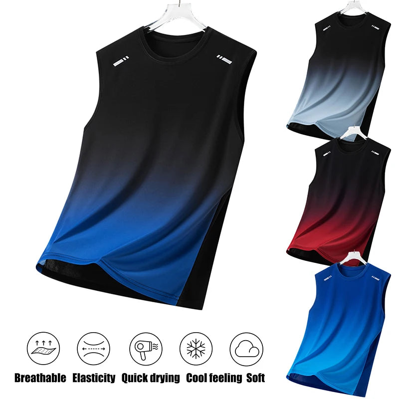 Summer Marathon Quick Dry Vest Men's Fitness Lightweight Breathable Ice Vest Men Running Moisture-Absorbent Mesh Sports Vest