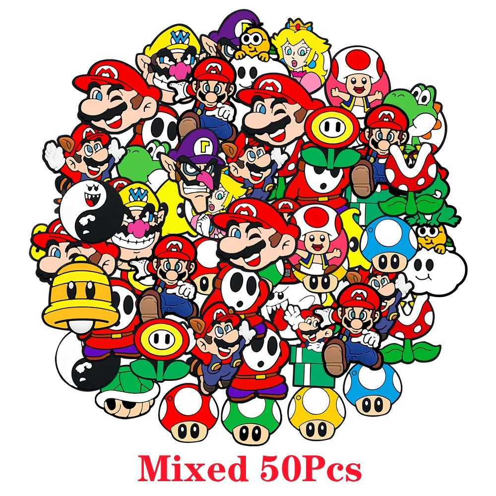 1-100Pcs Jumping Brothers Game Series Shoes Charms PVC Shoe Bag Accessories For Clogs Sandals Decoration Buckle Kids Gifts