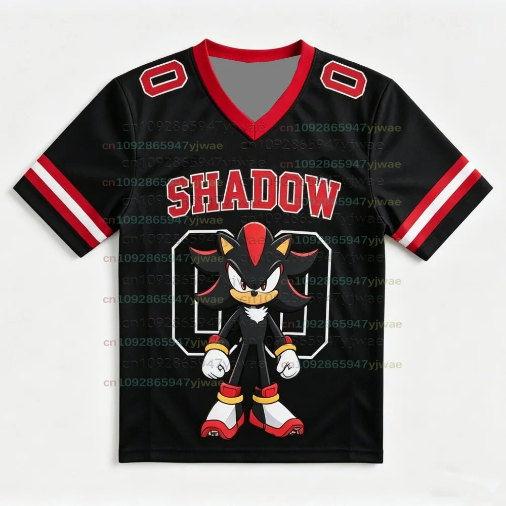 Personalized Sonic  Football Jerseys For Adult/Kids Summer V-neck Sports T shirts Sonic Cosplay Clothing Kids Football T Shirts