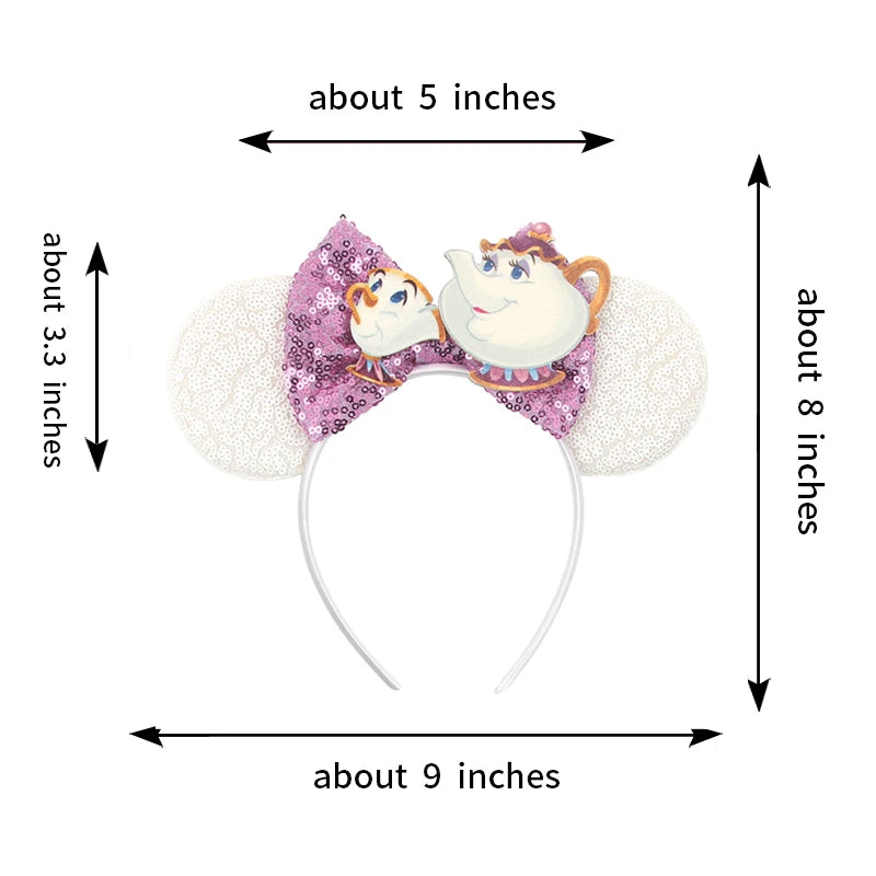 2025 New Style Mickey Minnie Ear Headband Sequin Bows Girl Adult Kids Halloween Party Cosplay Hair Accessories Princess Hairband