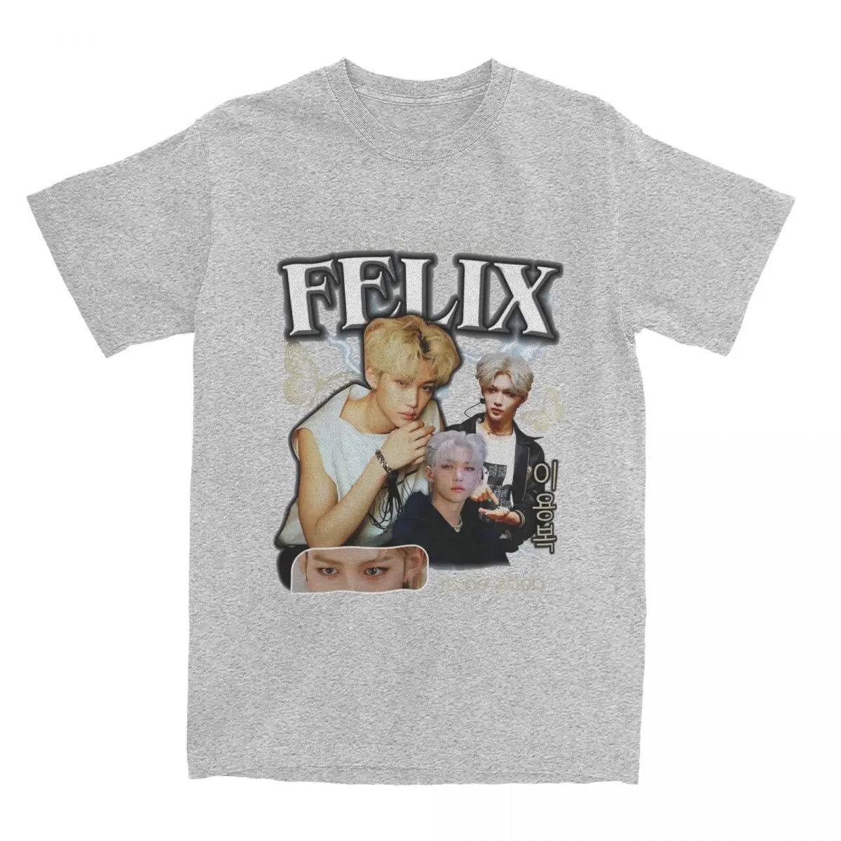 Men FELIX Korean Kpop Singer T Shirts Idol Cotton Clothing Summer Vintage Short Sleeve T-Shirt O Neck Harajuku Tshirt