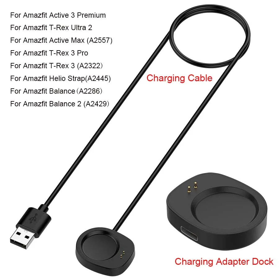 For Amazfit Active 3/MAX/T Rex 3 Pro/Ultra2 Charging Cable USB/Type-C Charging Dock Adapter Base Converter For Amazfit Balance 2