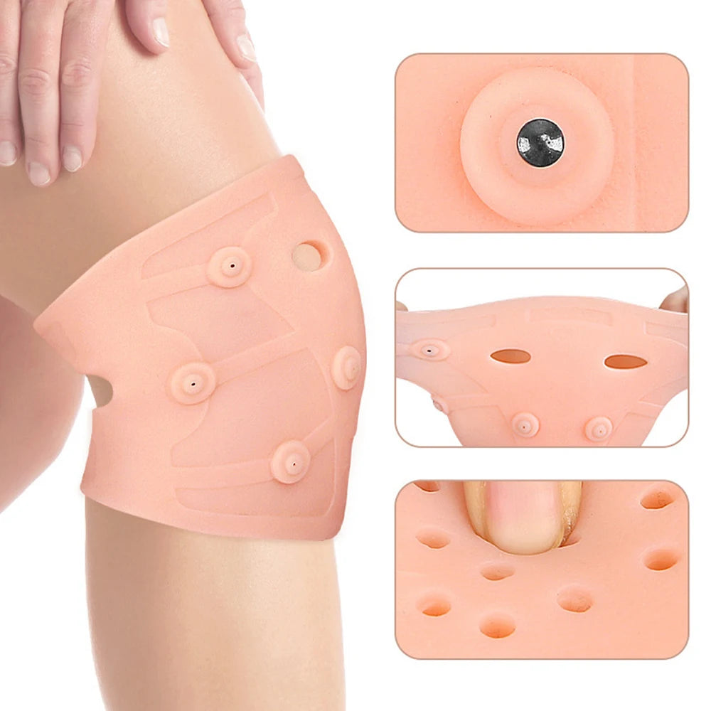 1PCS Silicone Knee Braces, Magnetic Compression Support Sleeve Brace, Thickened Patella Knee Pads Sport Protectors