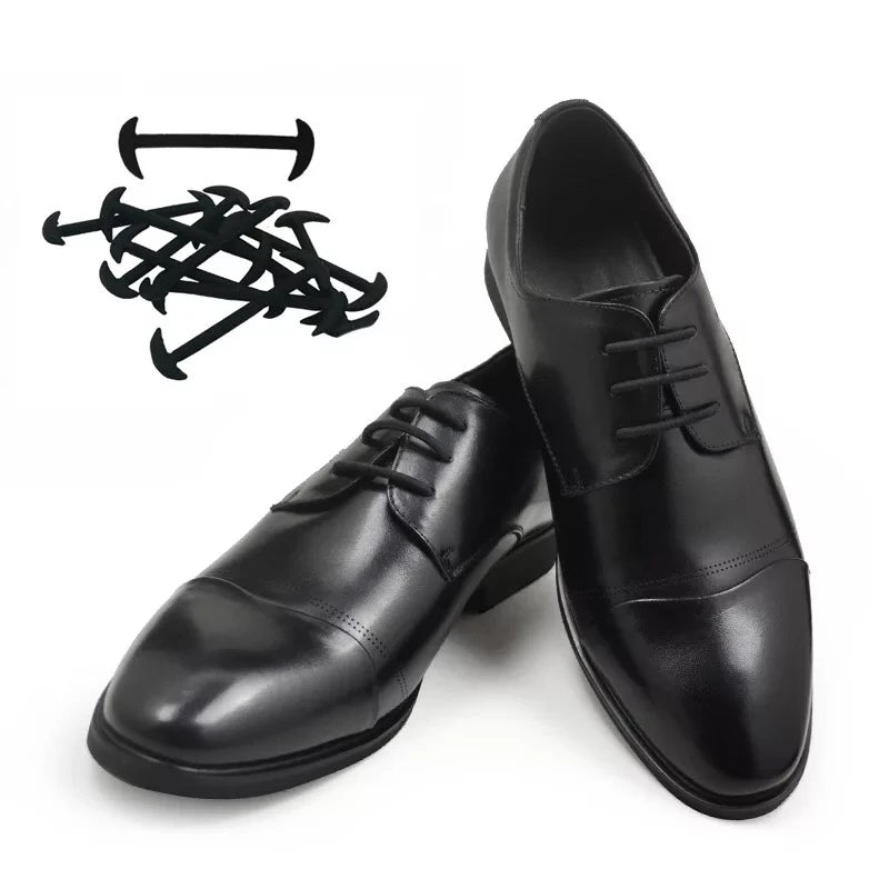 12pcs/set Leather Silicone Shoelace for Sneakers Shoes lace Lazy No Tie Shoelaces Elastic Shoe Lace Suitable for Unisex laces