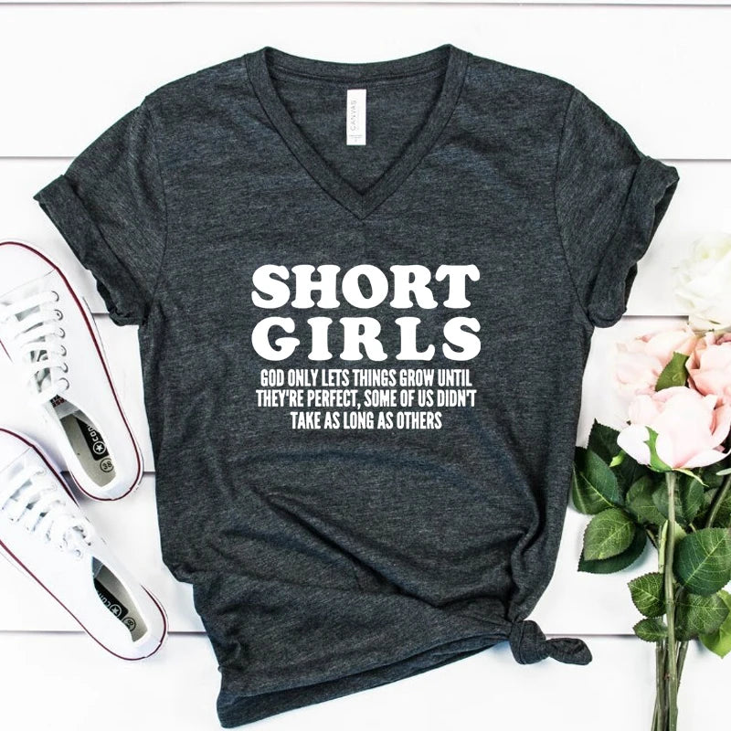 Women Humorous Quote Fashion Shirt Short Girls Print Graphics Girl Funny Short Sleeve Tee Harajuku Letter Casual V-neck Tshirt