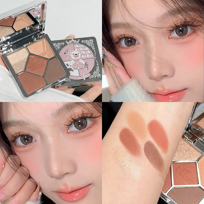 5 Colors Eyeshadow Palette Purple Glitter Pearlescent Matte Eye Shadow Shimmer Makeup Long Lasting Women Beauty Eye Cosmetics
