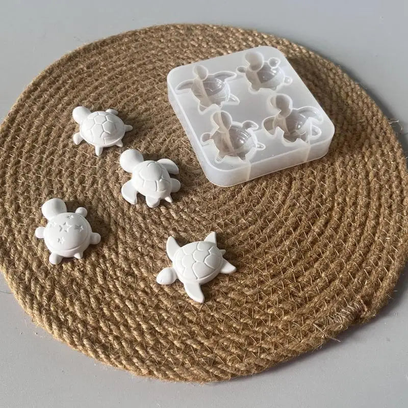 Four Turtles Plaster Silicone Molds DIY Heart Star Texture Shell Ornaments Epoxy Resin Mould Scented Animal Candle Soap Mold