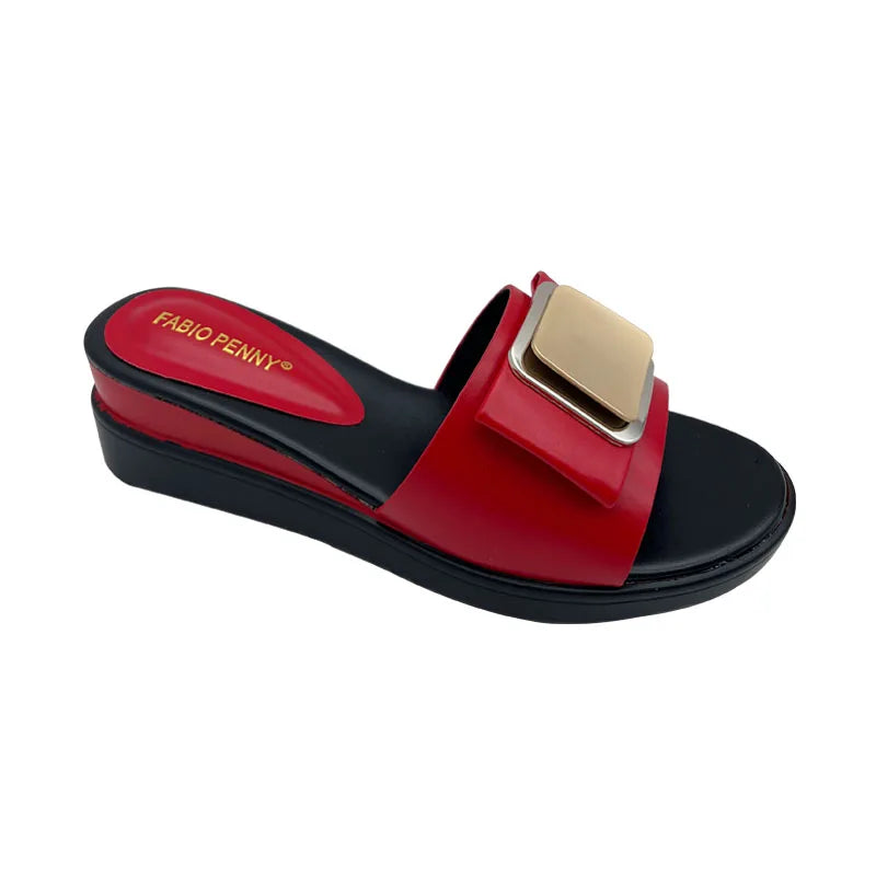 FABIO PENNY's 2026 new popular exquisite metal fashion thick-soled design slippers summer parties comfortable ladies' slippers