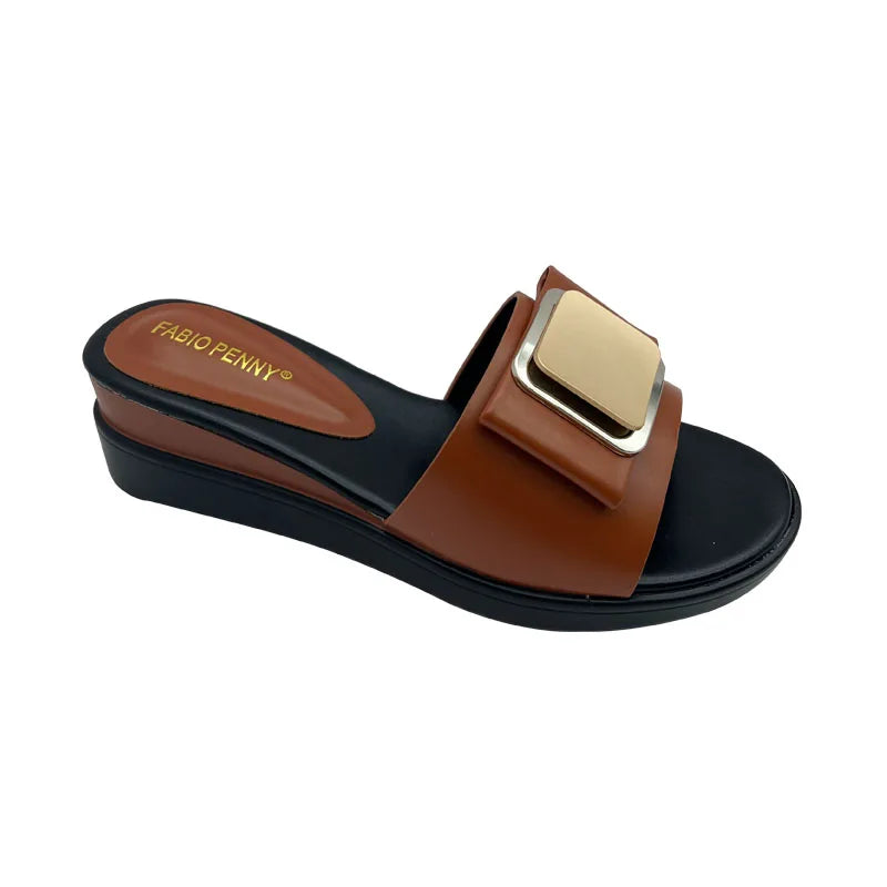 FABIO PENNY's 2026 new popular exquisite metal fashion thick-soled design slippers summer parties comfortable ladies' slippers