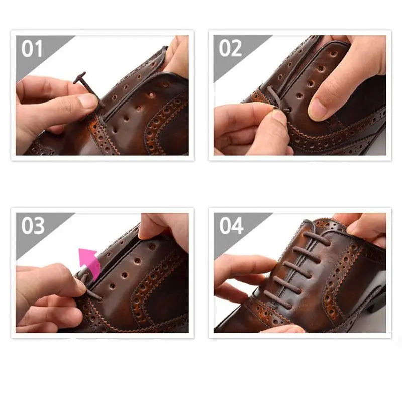 12pcs/set Leather Silicone Shoelace for Sneakers Shoes lace Lazy No Tie Shoelaces Elastic Shoe Lace Suitable for Unisex laces