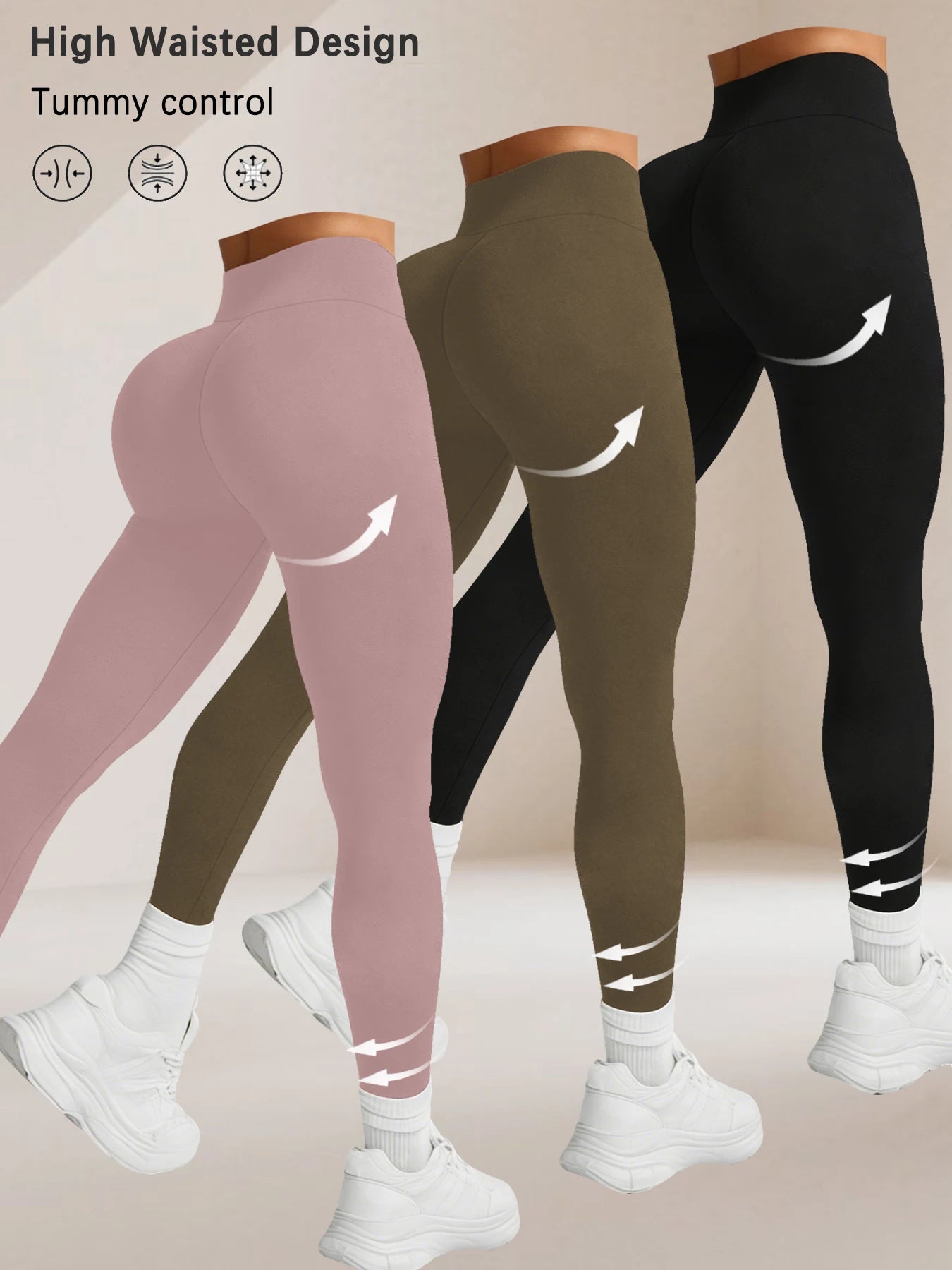 3 Pack High Waisted Women's Leggings with Tummy Control-Super Soft Comfortable Fit for Yoga Running Workout and Daily Activities