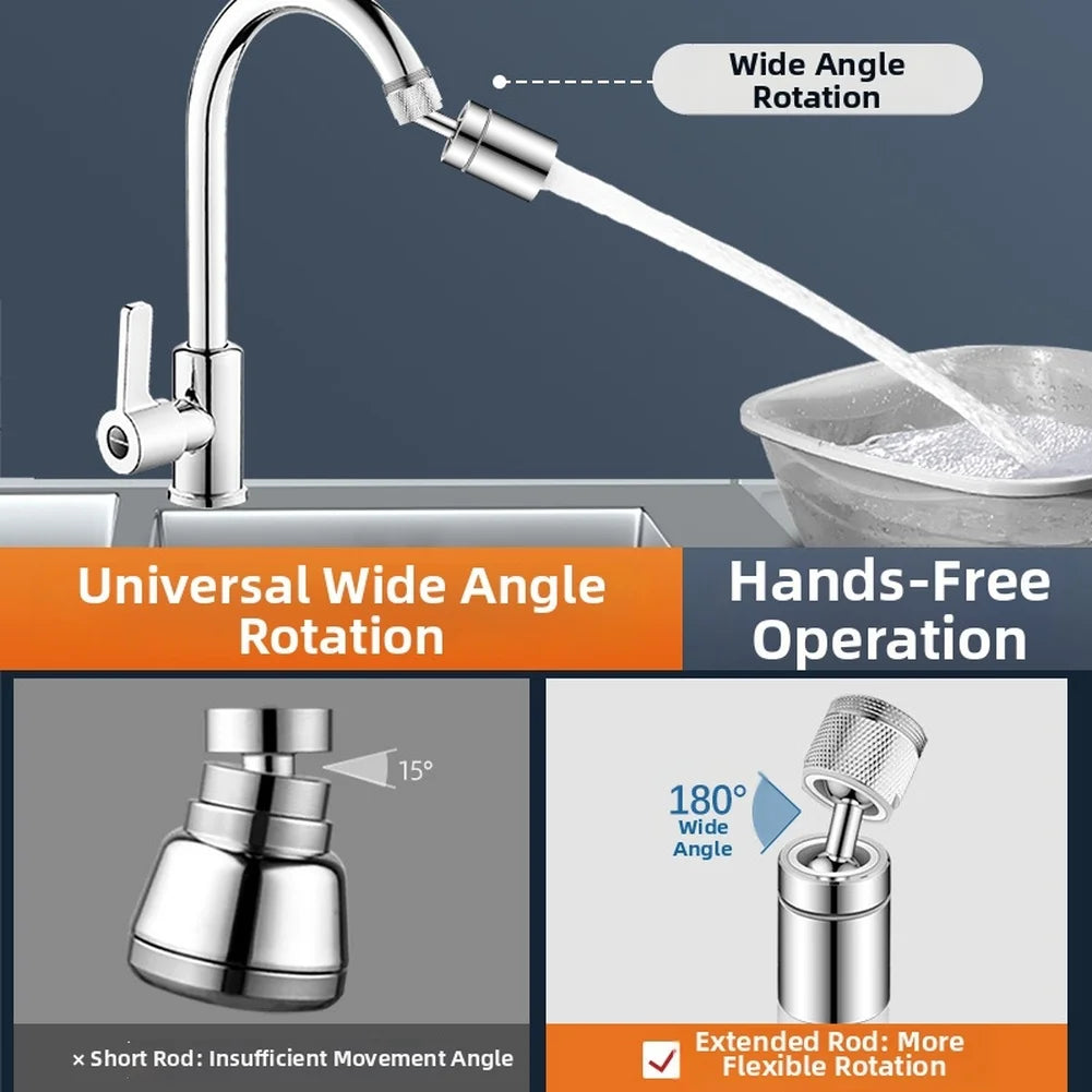 360 Degree Rotating Kitchen Faucet Extender With 3 Modes Spray Shower Stream For Splash Prevention Silver Adapter Included