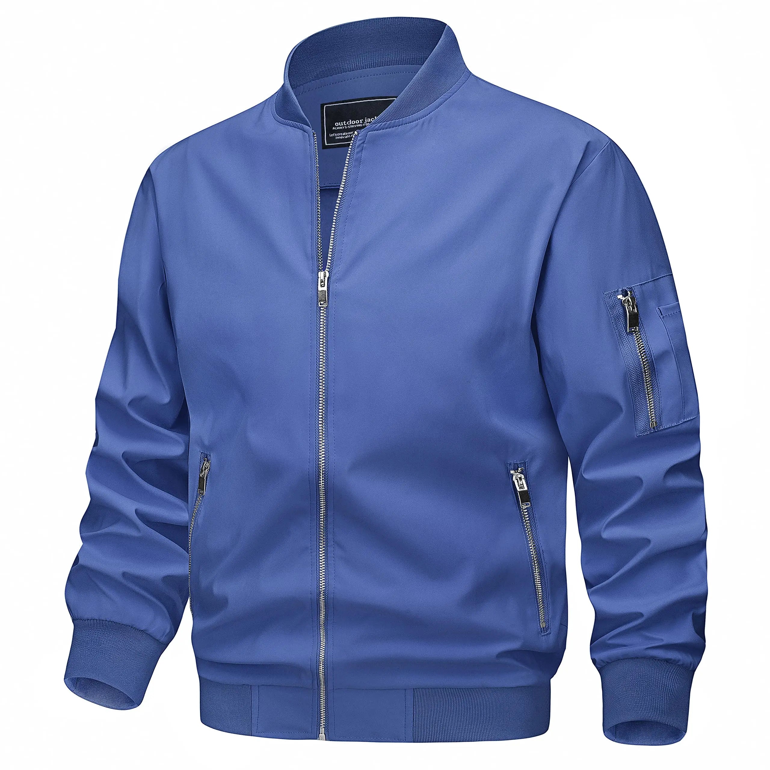 TACVASEN Spring Fall Thin Bomber Jackets Mens Jacket Lightweight Casual Windbreaker Zip Pockets Coats Biker Outwear Outdoor Male