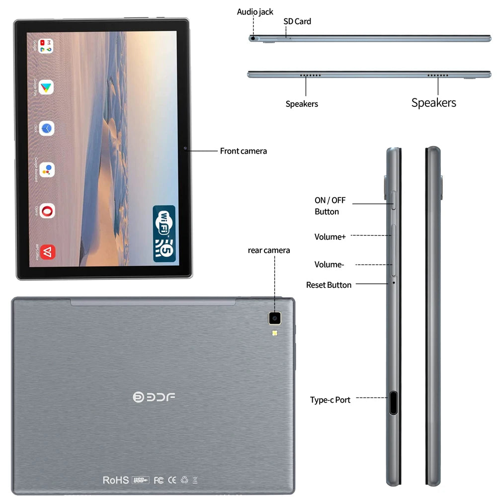 New 10.1 Inch Android Tablets Octa Core 8GB RAM 256GB ROM Google Play Dual SIM WiFi 4G LTE Network AI Speed-up Tablet PC