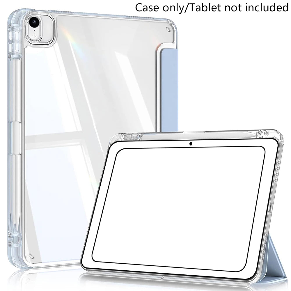 Case for iPad Air 11 Inch M4 2026/M3 2025/M2 2024, iPad Air 5th/4th Gen 10.9 Inch 2022/2020, Acrylic Cover with Pencil Holder