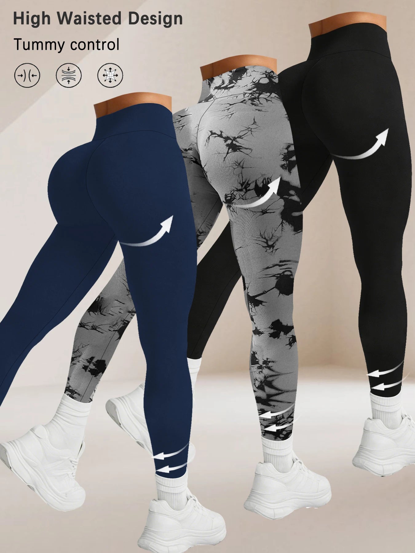 3 Pack High Waisted Women's Leggings with Tummy Control-Super Soft Comfortable Fit for Yoga Running Workout and Daily Activities