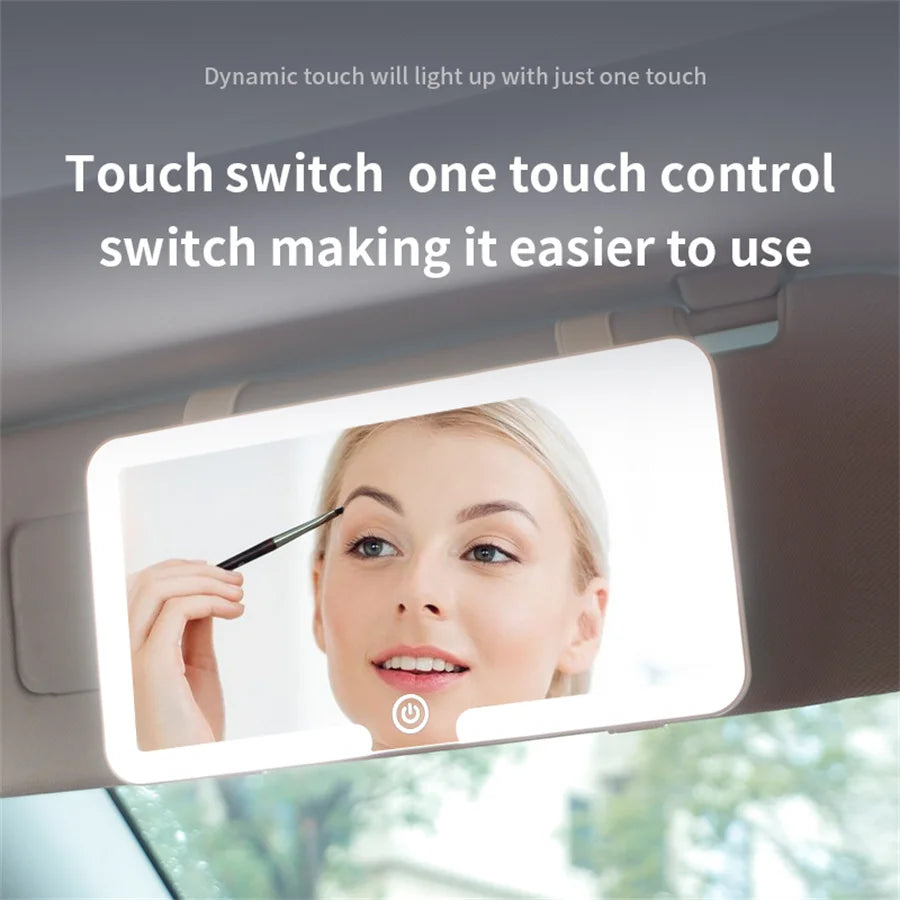 Car Interior Mirrors Sun Visor Plate LED HD Makeup Mirror for Girls Women Rechargeable Fill Light Universal Thin Vanity Mirror