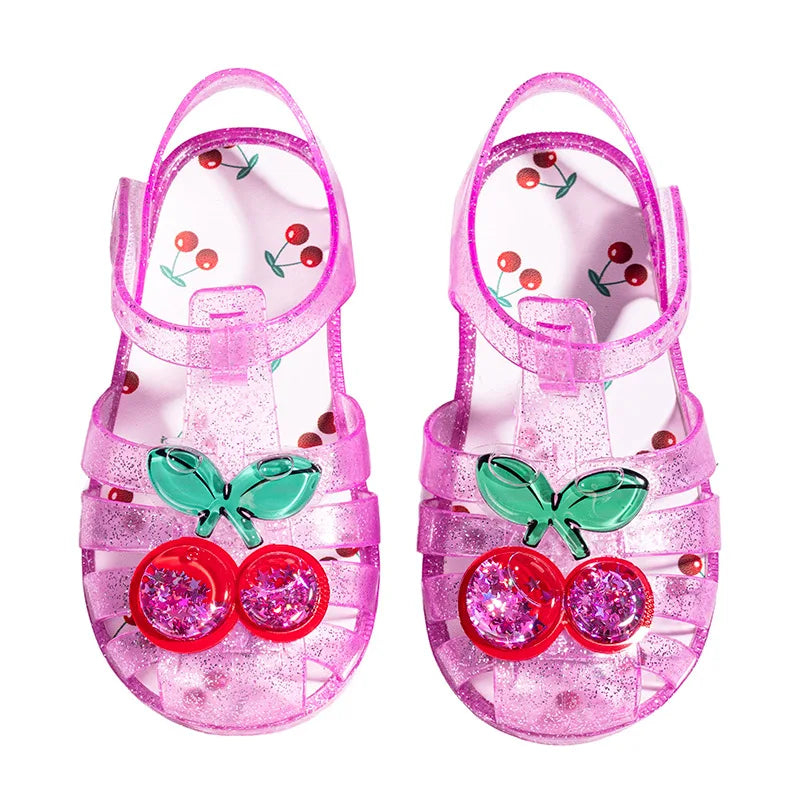 2026 Children's Transparent Crystal Jelly Sandals Soft Non-Slip Sole Princess Roman Style for Summer Cute Kids Footwear
