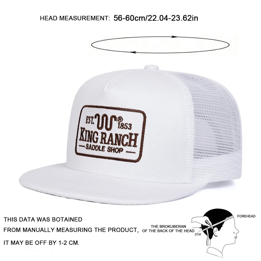 Unisex KING RANCH Embroidery Hip-hop Net Hats Spring Summer Outdoor Adjustable Casual Baseball Caps Sunscreen Hat Sports Cap