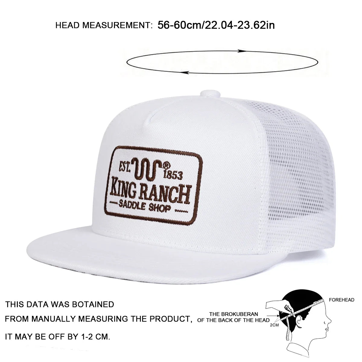 Unisex KING RANCH Embroidery Hip-hop Net Hats Spring Summer Outdoor Adjustable Casual Baseball Caps Sunscreen Hat Sports Cap