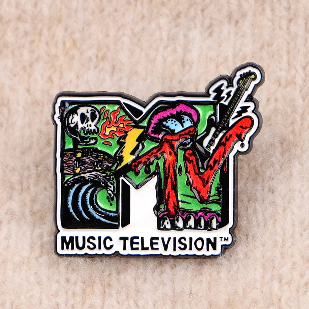 Vintage 1985 Brooch Creative Tape Enamel Pins Music TV Lapel Pin For Backpack Clothing Accessories Metal Badge Jewelry Gift