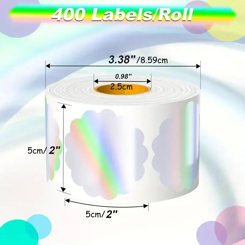 400pcs silver thermal label stickers, 2-inch laser printable thermal printer sticker labels self-adhesive name price labels
