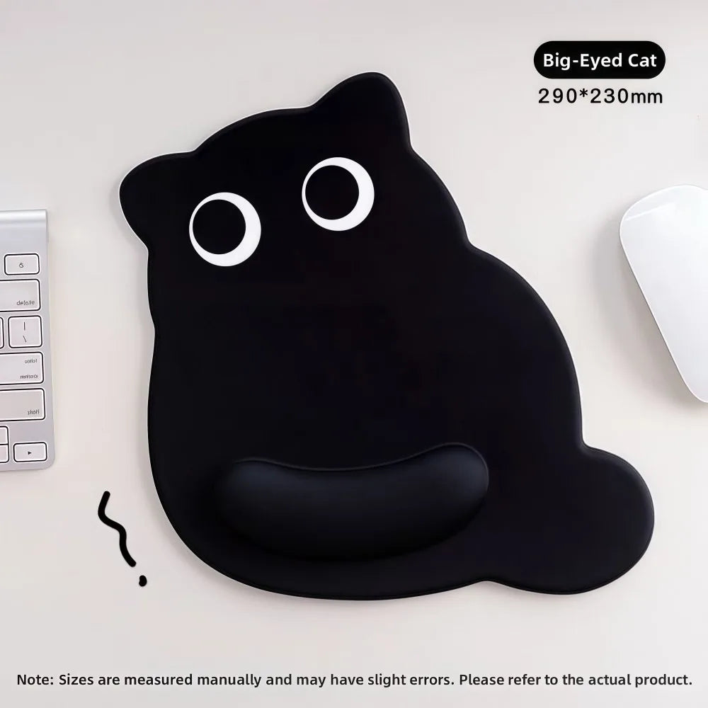 Big-eyed Cat Mouse Pad Non-Slip Comfortable Wrist Rest Typing Pad Dirt-resistant Soft Ergonomic Mouse Pad For Computer Office