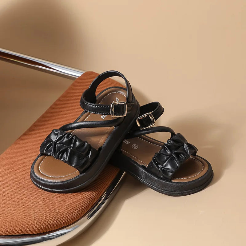 New Children's Sandals Summer Bowknot Girls Princess Causal Shoes Fashion Kids Soft Bottom Beach Flat Sandals Open-toe Versatile