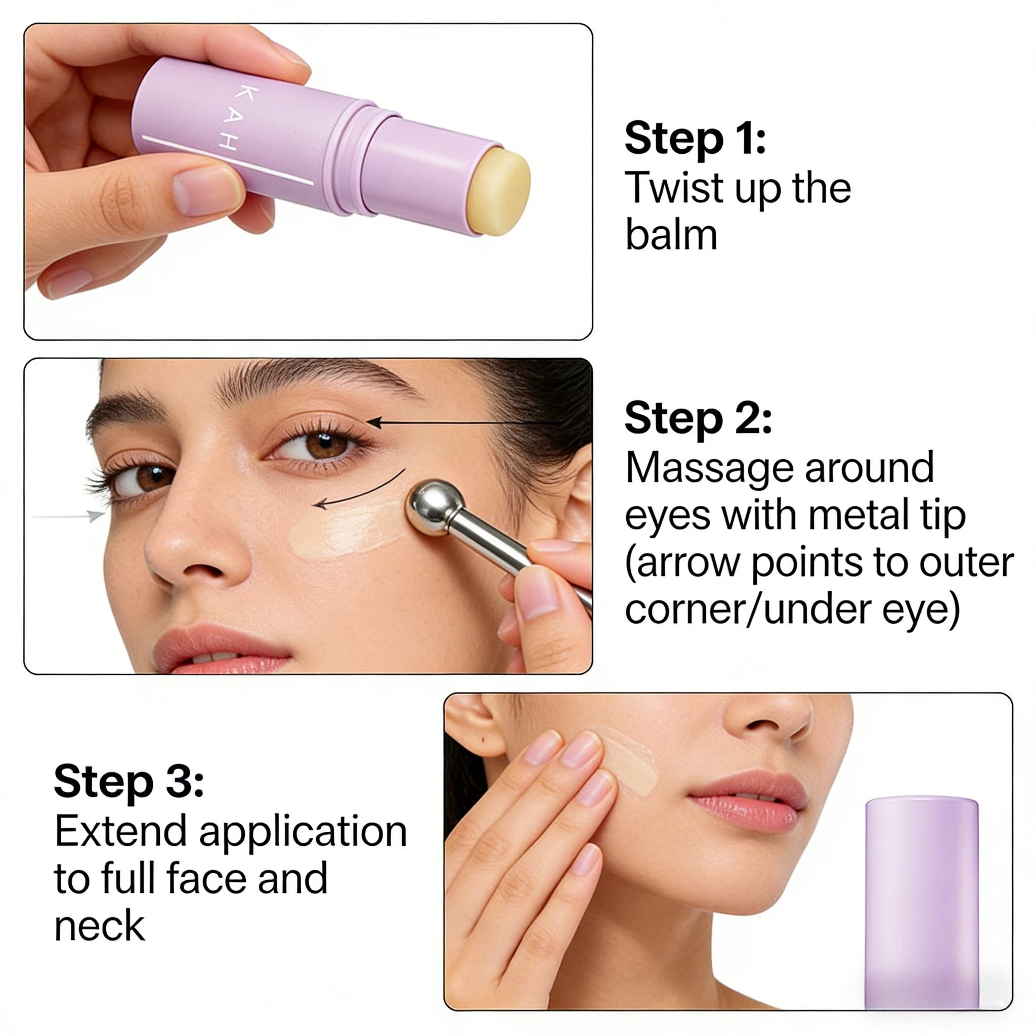 KAHI Eye Balm Stick Acetyl Hexapeptide 8 Dark Circles Wrinkle Reduction Puffiness Care Metal Head Massage Korean Skincare