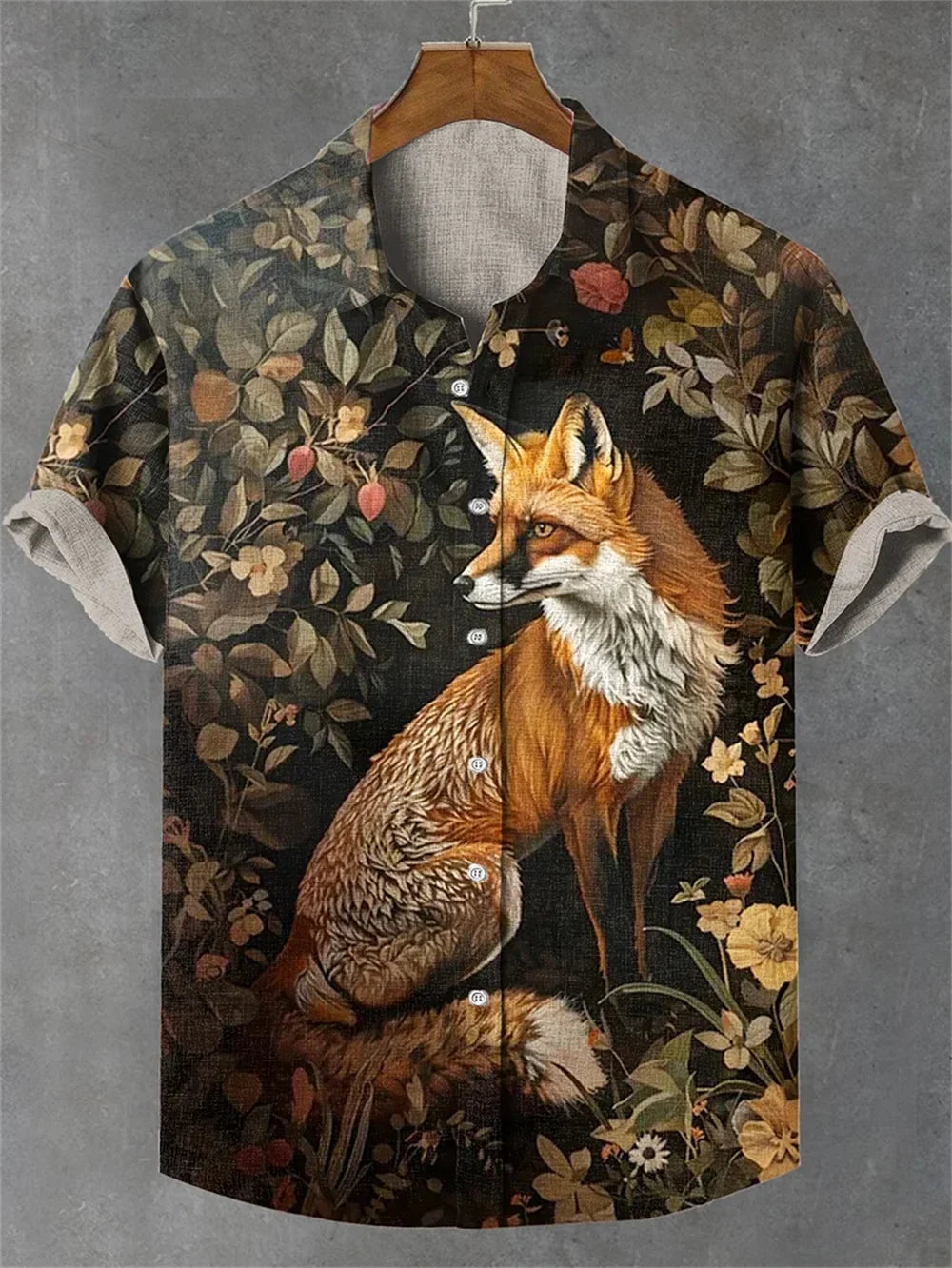 Men's Shirt 3D Printed Gentleman Retro Irregular Plant Printed Casual Long Sleeve Fashion Printed Shirt