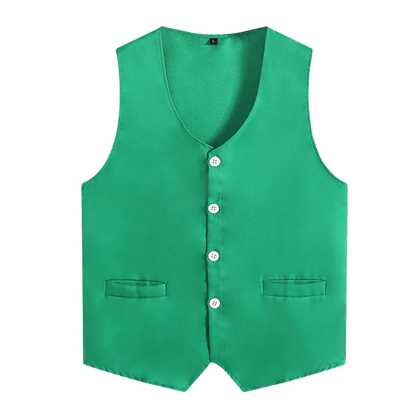 Kids Boys Girls Button Volunteer Vest Solid Color V Neck Sleeveless Waistcoat Volunteers School Camp Activities Uniform