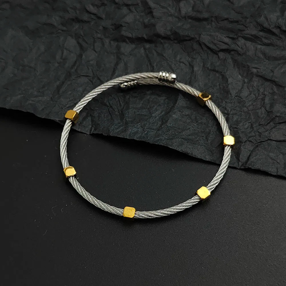 Creative wire thorn nut gold-plated stainless steel women's bracelet, waterproof and rust-free, couple bracelet