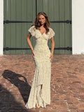 Chic Floral Puff Sleeve Women Maxi Dress Sexy V Neck Button Down Ruffle Slit Vestidos 2026 Summer New Lady Daily Party Sundress