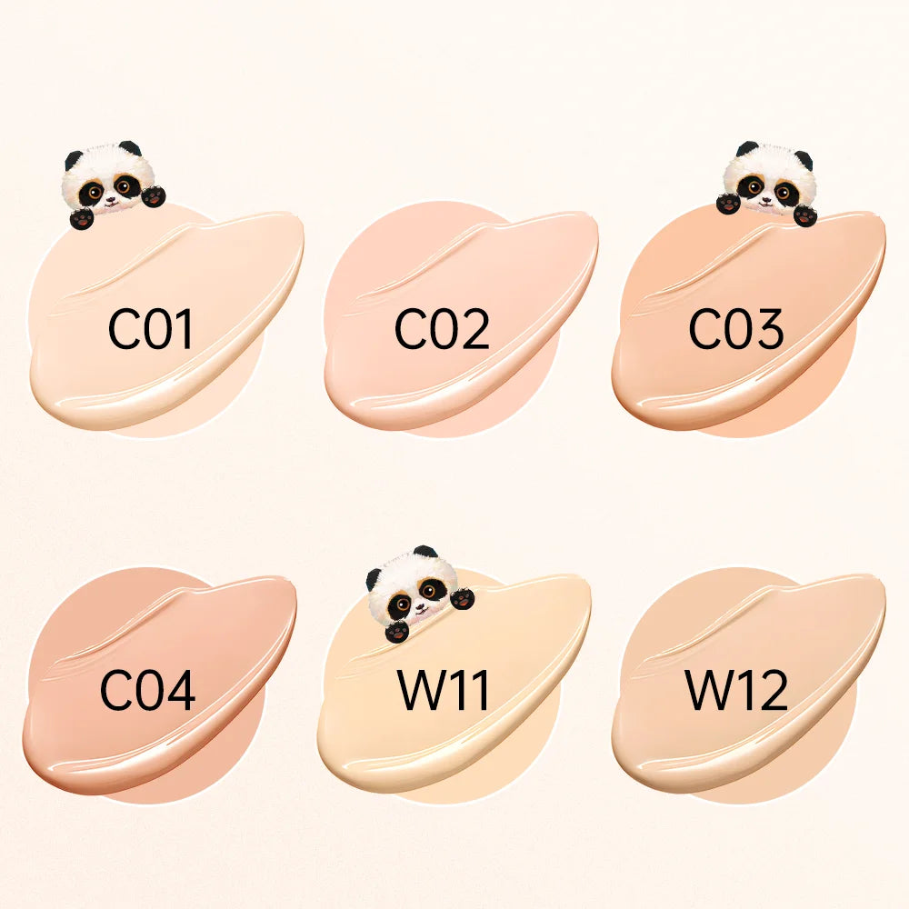 CATKIN Panda Land Full Coverage Cushion Fondation, Breathable Hydrating Nourishing Poreless Face Makeup Save for Sensitive Skin