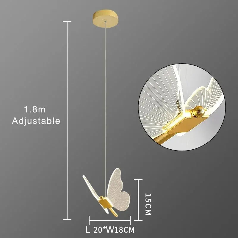 Nordic Butterfly Led Pendant Lamp Bedside Staircase Bedroom Hanging Lamps For Ceiling Art Indoor Lighting Light Fixture
