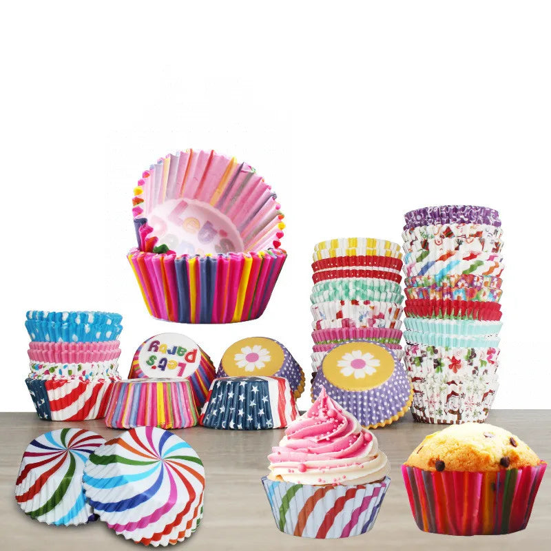 100Pcs/pack Cake Muffin Cupcake Paper Cups Cake Box Cupcake Liner Kitchen Baking Accessories Cake Mold Decorating Tools