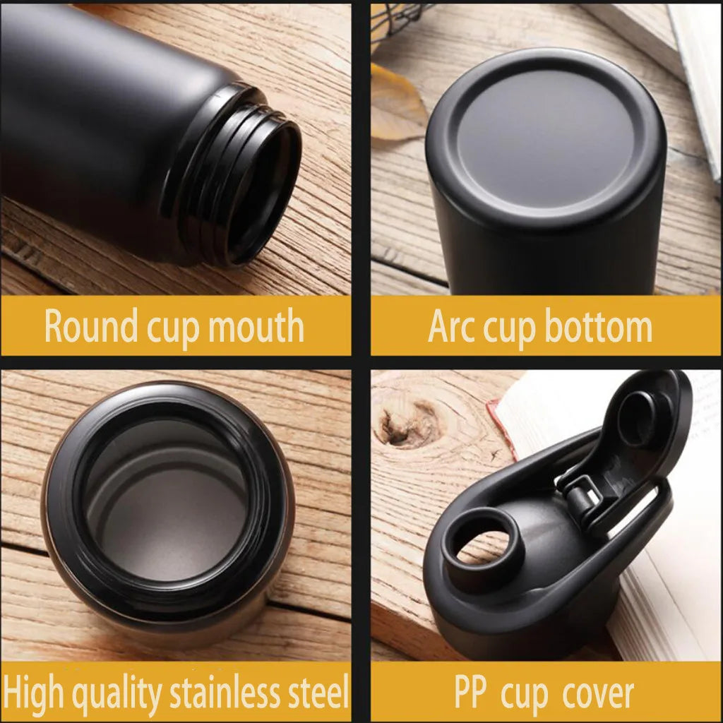 Metallic Stainless Steel Sports Water Bottle Matte Finish Direct Drink Cycling Bottle Portable Water Cup For Outdoor Travel