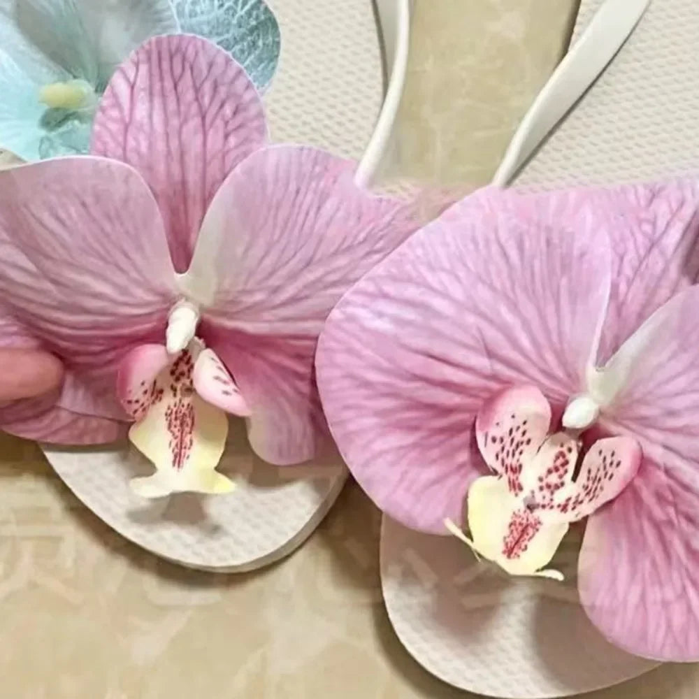 1 Pair Simulation Coloful Thai Fairy Butterfly Flower Shoe Buckles Personalized Design Butterfly Orchid Simulation Buckles Decor