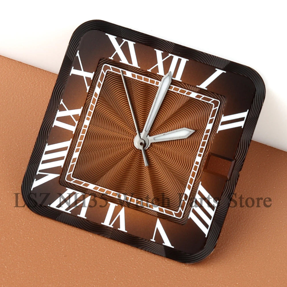 27mm NH35 Dial Square Roman Dial and Hands For 38mm Santos Case Fit NH35 NH36 Movement Stainless Steel Watch Accessories Repair