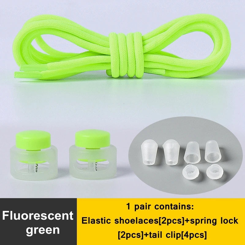 1 Pair Lazy Laces Elastic For Sneakers Snap Lock Shoelaces Without Ties Suitable For Children And Adults Round Shoelace Artifact