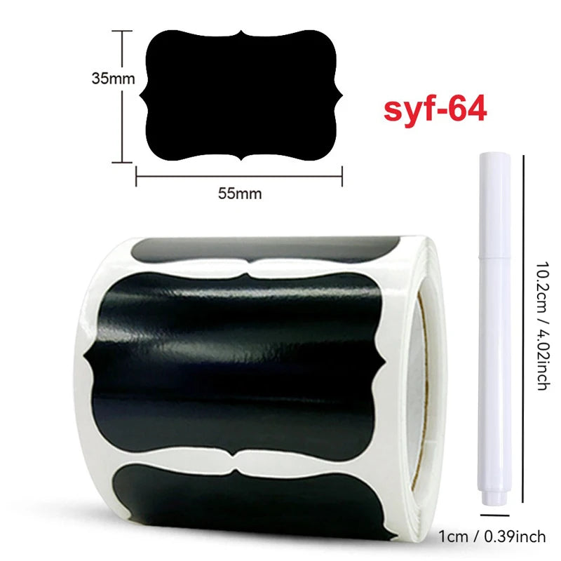 120Pcs/Roll 3 Styles Removable Blackboard Stickers With Erasable Pen Waterproof Chalkboard Labels 1.4*2.2in for Home & Kitchen