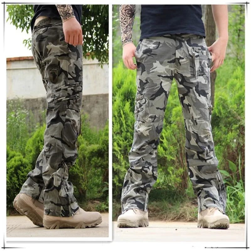 2026 Men's Cargo Pant Cotton Outdoors Tactical Pant Men Vintage Camo Green Work Many Pocket Cotton Camouflage Black Trouser