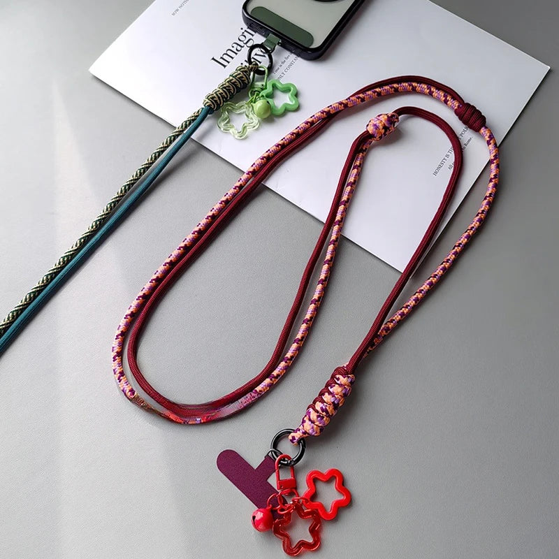 Braided Phone Lanyard Long Crossbody Shoulder Strap Adjustable Outdoor Sports Mountaineering Rope Anti Loss Neck Phone Strap