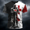 3D Print Templar Knight Warrior T-Shirt For Men Medieval Graphic Short Sleeve Tees Summer Casual Street Tops Round Neck T Shirts