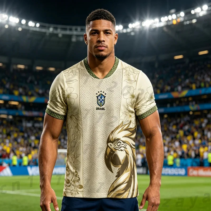 2026 Brazilian Football Jersey Suitable for Both Men and Women, Comfortable Summer Sports T-shirt, Family Children's T-shirt Top