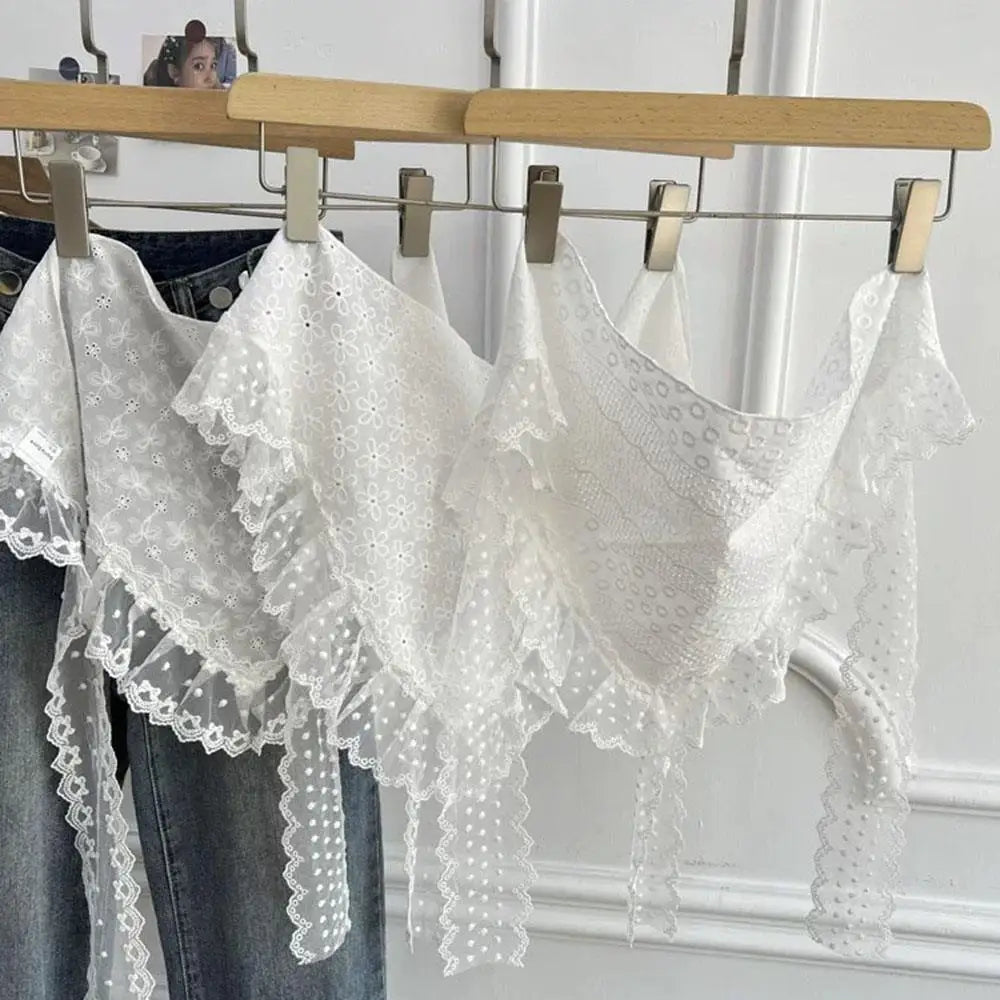 INS Style Triangular Lace Handkerchief Personalized Trendy Layering Of Small Aprons Soft Versatile Korean Headscarf Hair Scarves