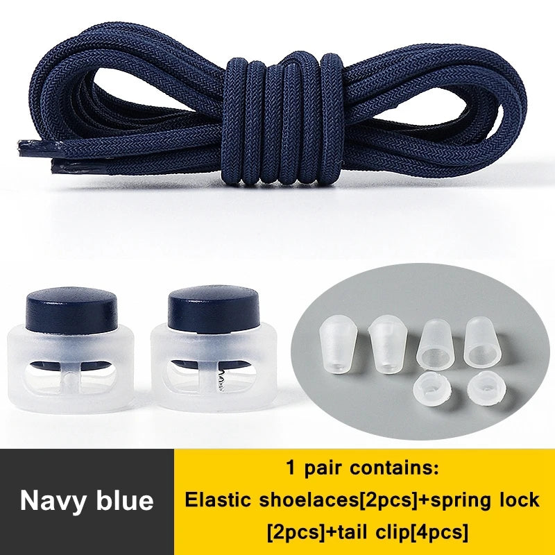 1 Pair Lazy Laces Elastic For Sneakers Snap Lock Shoelaces Without Ties Suitable For Children And Adults Round Shoelace Artifact
