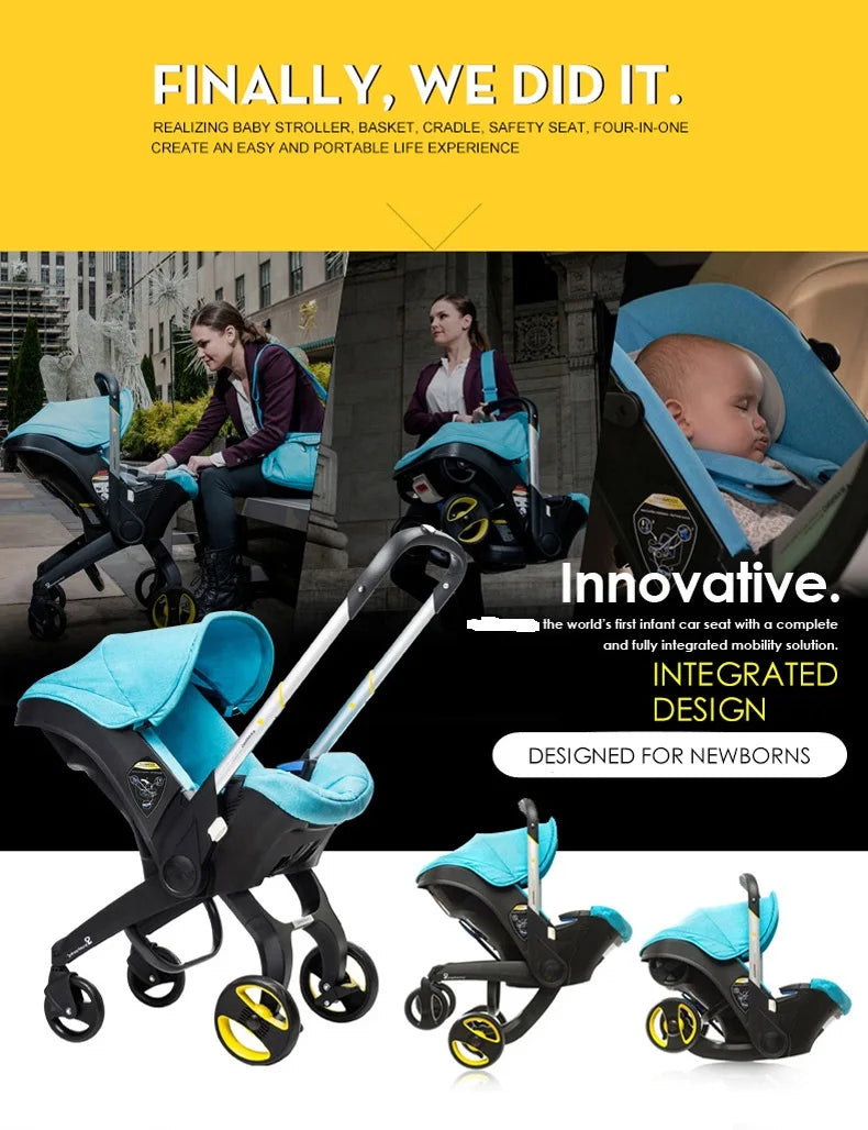 4In1 Baby Stroller, Multifunctional Stroller Foldable with Car Seat Baby Car Carriage Portable Baby Stroller 3in1