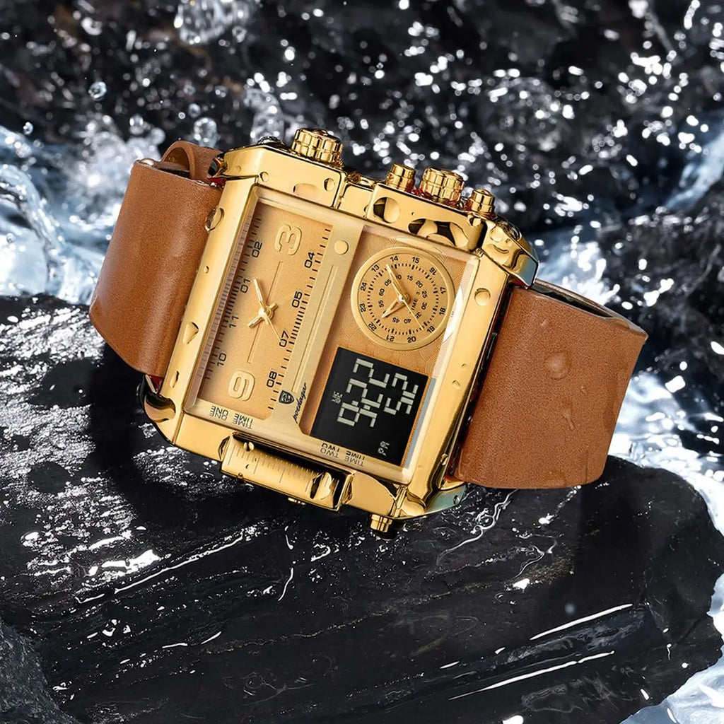 Luxury Man Wristwatch Rectangle Waterproof Luminous Day Week Men Watch Digital Multifunction Men's Watches Quartz Reloj